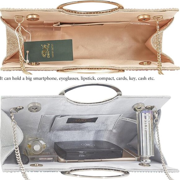 Dexmay Rhinestone Clutch Handbag with Crystal Handle for Wedding Party Elegant C - Picture 7 of 7